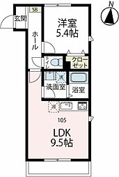 鎌倉市長谷2丁目アパート 1LDKの間取図画像