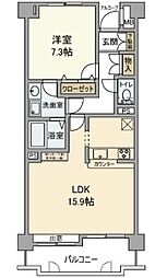エヴァーグリーン東立石 4階1LDKの間取り