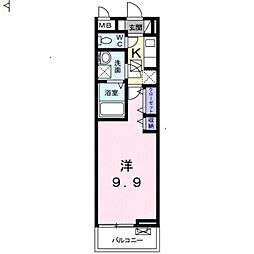 パインリバー 1Kの間取図画像