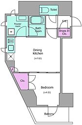 レジディア文京本郷4 3階1DKの間取り