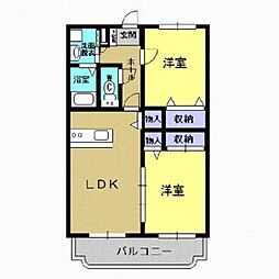 ユーミースカイハイツ 3階2LDKの間取り