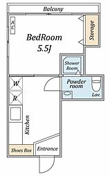パティオ大井町 2階1Kの間取り