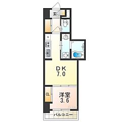 CLOVERVIEWKITAHANADA 1DKの間取図画像