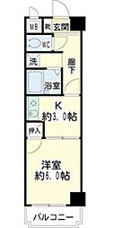 アーバンハイツ鶴見 3階1Kの間取り