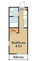 アザーレソラ淵野辺 2階1Kの間取り