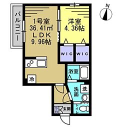 TKP北小金I 1LDKの間取図画像