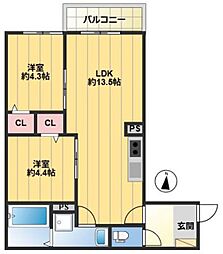 GRANDIS 2LDKの間取図画像