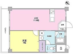 トラフィコ横浜 1LDKの間取図画像