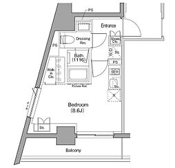 ザ・パークハビオ西横浜 ワンルームの間取図画像
