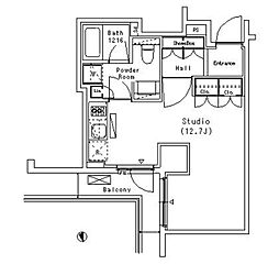 パークアクシス代官山 3階ワンルームの間取り