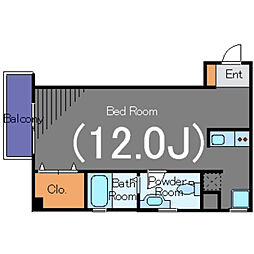 イルマーレ 2階ワンルームの間取り