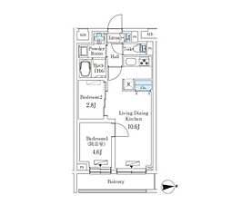 プラネソシエプラス桜台 3階2LDKの間取り