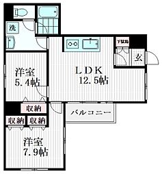 ライオンズマンション新小岩第3 2LDKの間取図画像