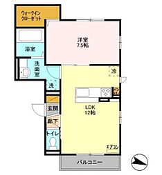 プリマベーラB 1LDKの間取図画像