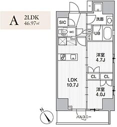 グランエール西日暮里NORTH 2LDKの間取図画像