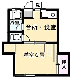 鈴鹿ハイツ 1DKの間取図画像
