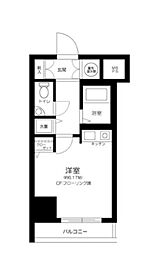三田富洋ハイツ ワンルームの間取図画像