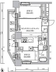 ティモーネ グランデ田端ノルド 8階2LDKの間取り