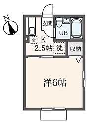 シティハイムローレル2 1Kの間取図画像