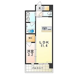 近鉄大阪線 弥刀駅 徒歩10分の賃貸マンション 3階1LDKの間取り