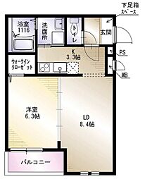 京阪本線 寝屋川市駅 徒歩15分の賃貸アパート 3階1LDKの間取り
