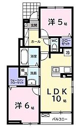 ロン ボヌール 1階2LDKの間取り