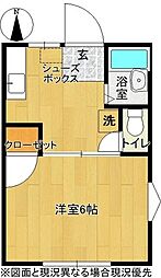 エルカーサ 1階1Kの間取り