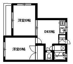 ショーケンプラザ 4階2DKの間取り