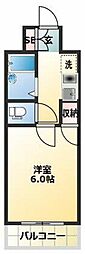 ベルシティ 1Kの間取図画像