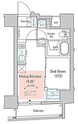 アーバネックス西新宿II 8階1DKの間取り