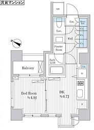 PlatinumView白金台 1DKの間取図画像