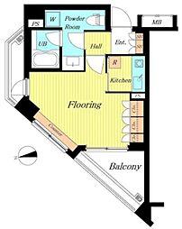 クオリア目黒祐天寺 3階1Kの間取り