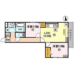 深草プロジェクト 1階2LDKの間取り