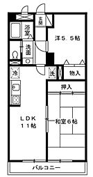 エーデルワイス 1階2LDKの間取り