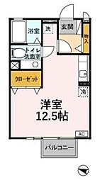 Casa・Virente 2階ワンルームの間取り
