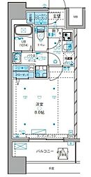 ジェノヴィア大島駅スカイガーデン 9階1Kの間取り