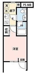 リーフコート 1階1Kの間取り