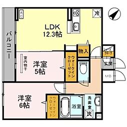 Mサンシャイン 2LDKの間取図画像