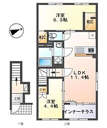 宮前区平4丁目新築アパート(仮 2LDKの間取図画像