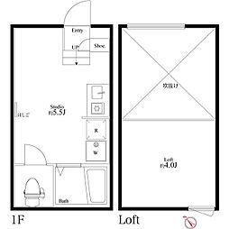 スエルテ小竹 1階ワンルームの間取り