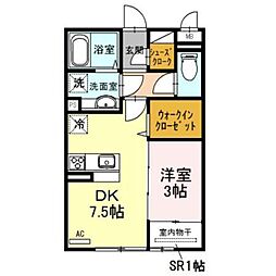 エミネンス東布経丁 1SDKの間取図画像
