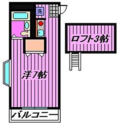 Kコーポ ワンルームの間取図画像