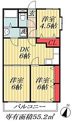 東京メトロ東西線 南行徳駅 徒歩9分の賃貸マンション 1階3DKの間取り
