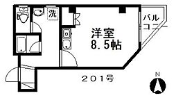 浅見ビル 2階1Kの間取り