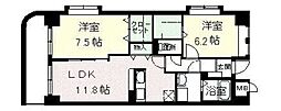 ラポール西大島ウェスト 2LDKの間取図画像