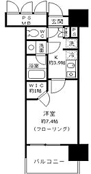 フォンテーヌ芝浦 14階1Kの間取り