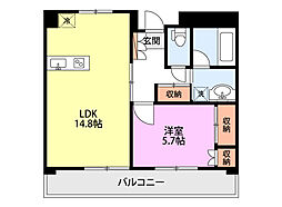 富士マンション 1LDKの間取図画像
