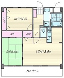 フェリーチェ原田 2LDKの間取図画像
