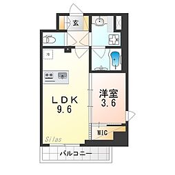 AUFTAKT 天王寺 1LDKの間取図画像