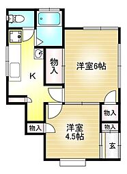 ハウスセリタC 2Kの間取図画像